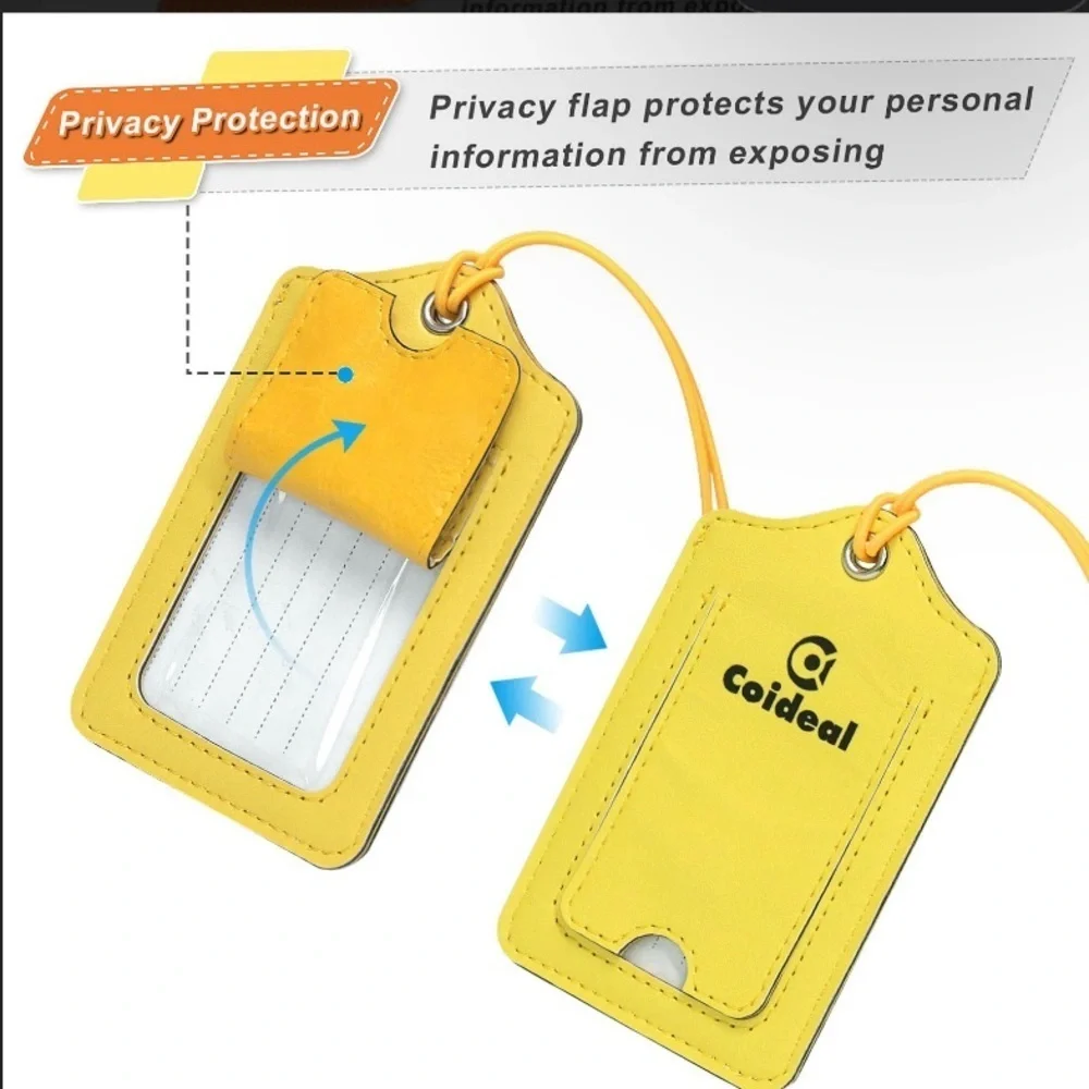 Yellow Panda Leather Luggage Tags - Picture 3 of 4